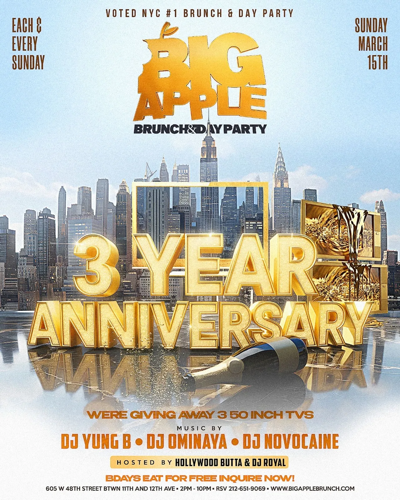 3 YEAR ANNIVERSARY AT THE BIG APPLE BRUNCH at HK Hall